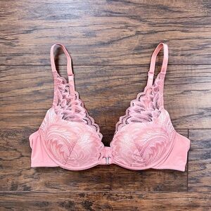 Adore Me • Lily Push Up Plunge Bra pink lace padded underwire sexy lingerie